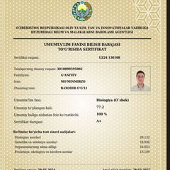 Gʻaniyev Mo'minmirzo Biologiya o'quv kursi avatar